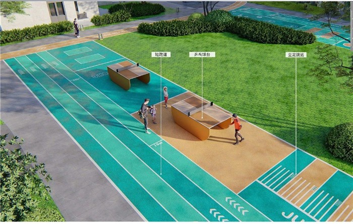 竞速跳绳,立定跳远练习场等多元有氧场